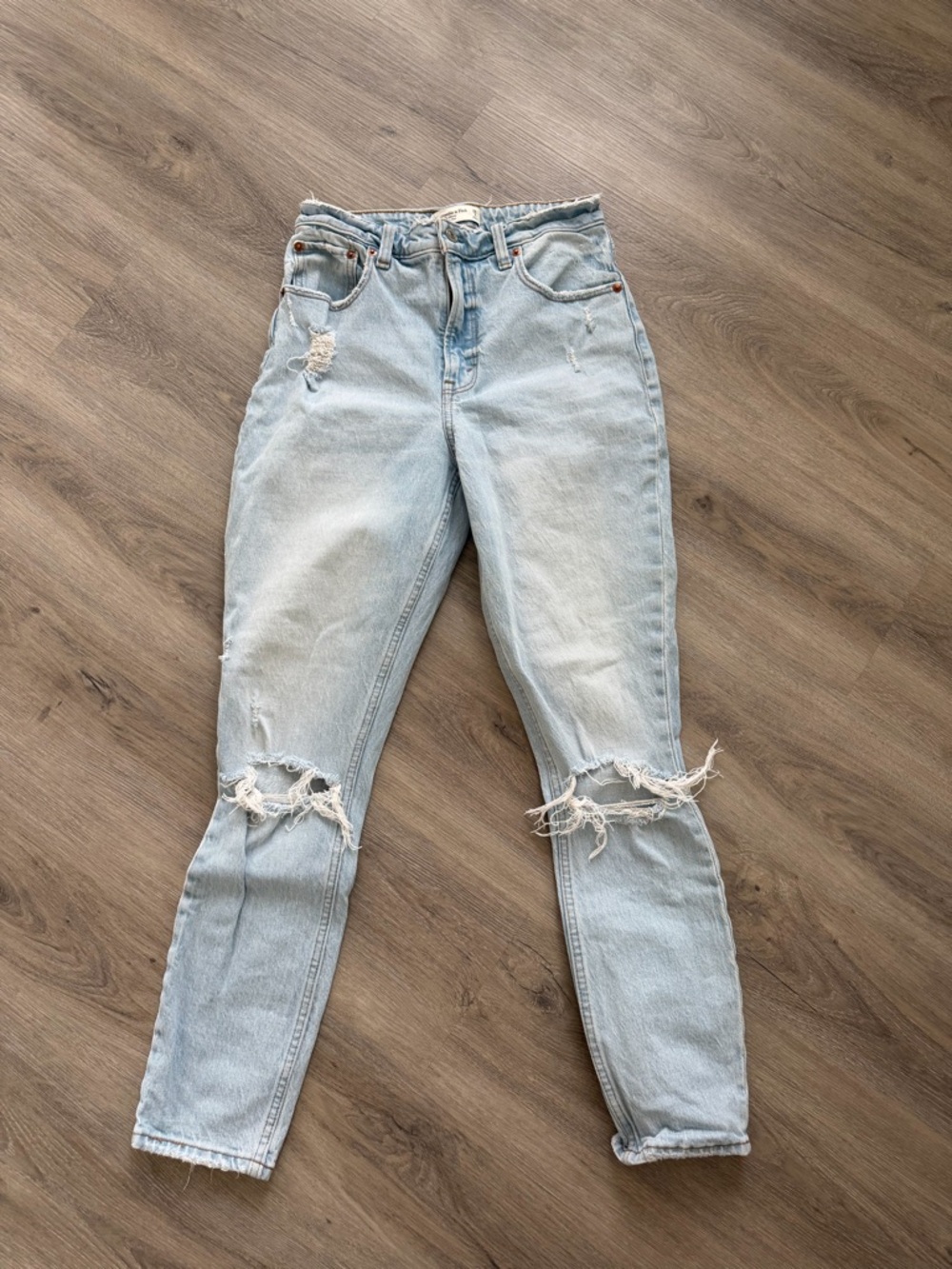 Abercrombie & Fitch Light Wash Distressed Boyfriend Jeans